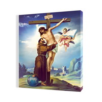Obraz na plátne - Ježiš Kristus a svätý František z Assisi, ukrižovanie Ježiša na kríži